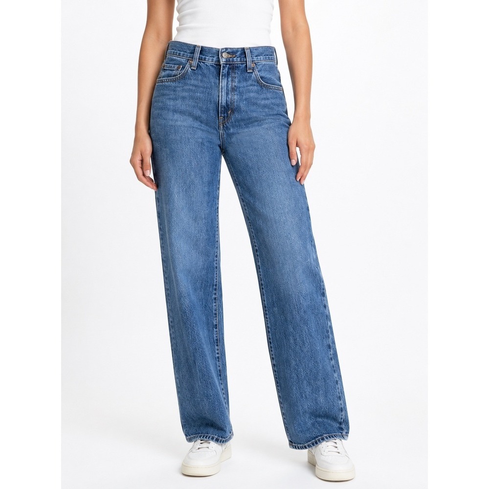 Levis Baggy Dad Premium Jeans Medium Wash Women's 25 X 32 Wide Leg 100% Cotton
